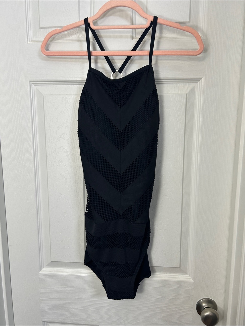 Calvin Klein Black Tummy Control Mesh One-Piece Swimsuit Size 10